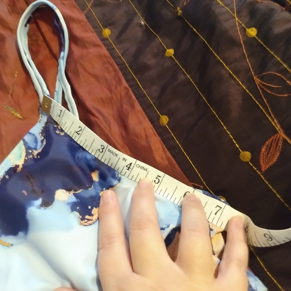 Blue Abstract Pattern 2pc Top and Skirt Swimsuit Set - Picture 9 of 12